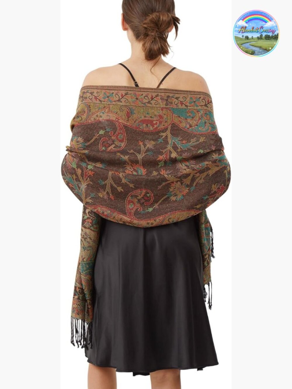 Reversible Ethnic Jacquard Pashmina Shawl Scarf Wrap